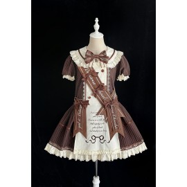 Cocoa Heart Striped Chocolate Sweet Lolita Dress OP by Alice Girl (AGL62A)