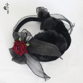 Rose Bowknot Gothic Lolita Earmuffs Headband KC (LG99)