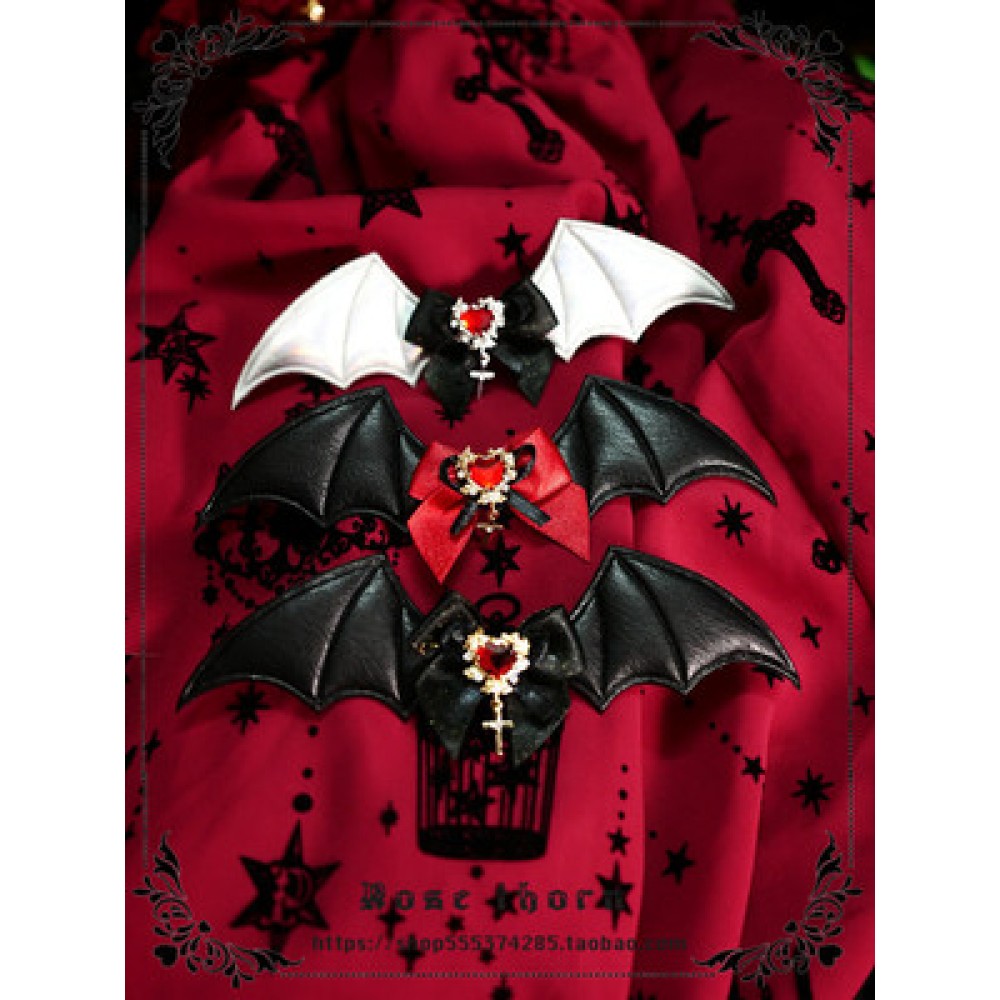 Bat Cross Gothic Lolita Brooch by Rose thorn (RT01)