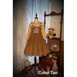 Teddy Bear Cookie Embroidery Corduroy Sweet Lolita Dress JSK by Alice Girl (AGL94)