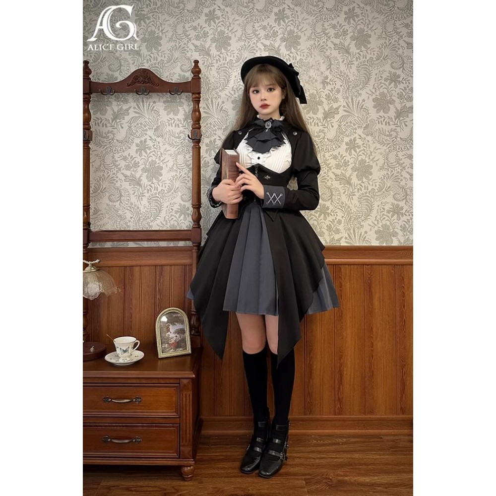 Detective Butler Lolita Faux Two-Piece Dress & Bustier Jacket by Alice Girl (AGL98)