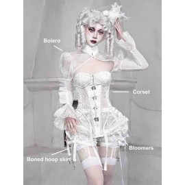 Sleeping Alice White Gothic Boned Corset Set by Blood Supply (BSY141)