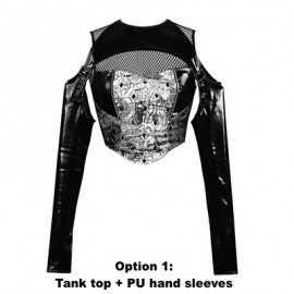 Liquid Invasion Punk Tank Top & PU Sleeves Set  (BSY137)