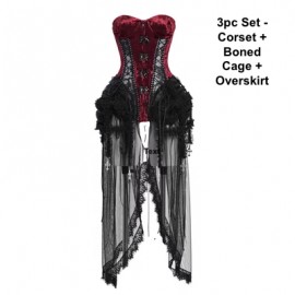 Hell's Alice Gothic Boned Cage Corset Set by Blood Supply - Red (BSY151R)