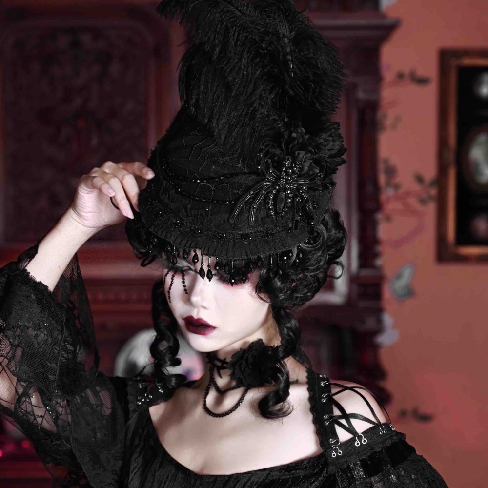 Duchess Victorian Gothic Lace Spider Hat By Blood Supply (BSY152H)