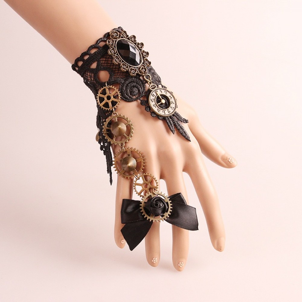 Steampunk Style Wrist Cuffs with Ring (SPK02)