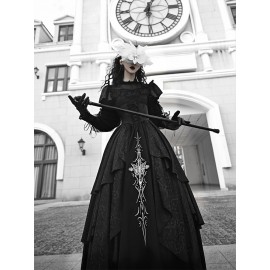 Elysian Realms Corset Boned Embroidery Gothic Lolita Dress OP by Withpuji (WJ188)