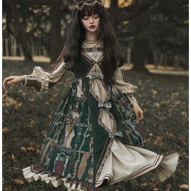 Tarot Card Classic Lolita Dress OP, Hood & Necklace 3pc Set by YingLuoFu (SF132)