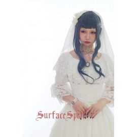 Surface Spell Gothic "White crystal and black agate" chiffon blouse