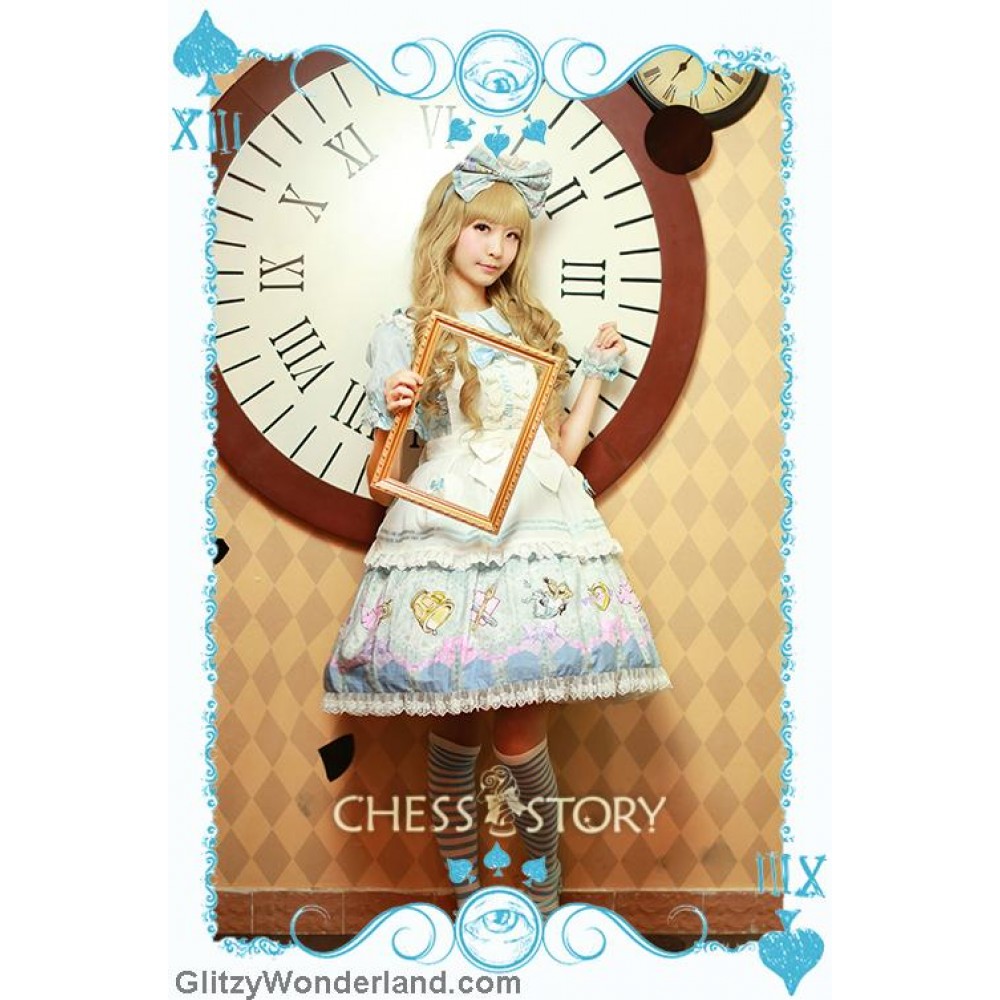 Chess Story Alice's Mad Tea Party lolita OP & Apron Set