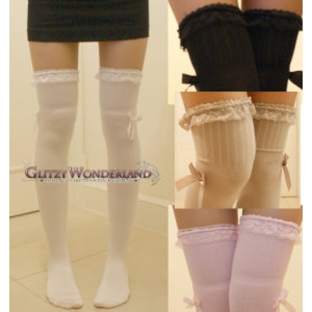Lace Trim Classic or Sweet Lolita Style Over Knee Socks Otks