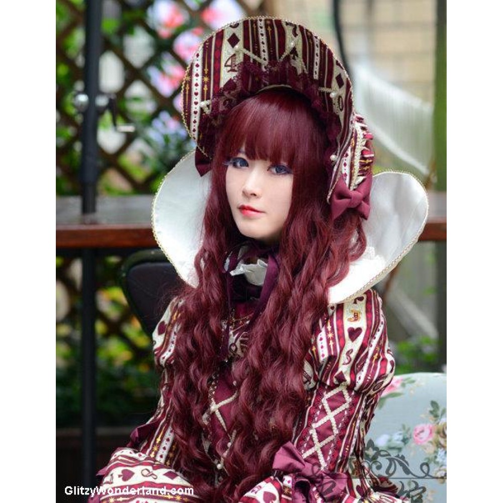 Burgundy Gothic Lolita Curly Hair Wig - Dark Red Plum (CUF01)